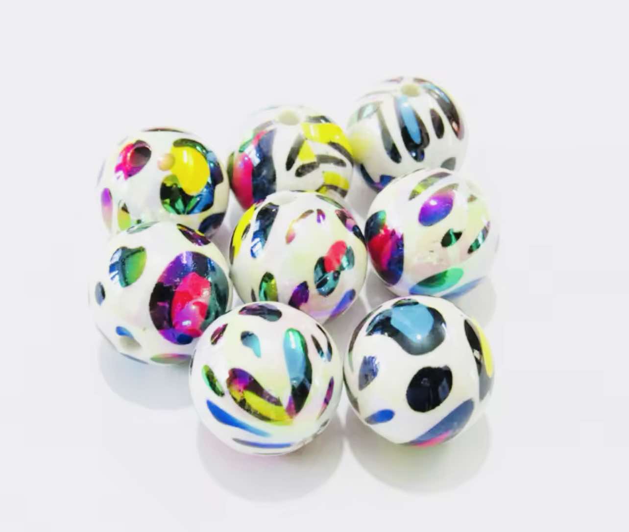 Colorful Leopard UV AB Chunky Acrylic 20mm Bead