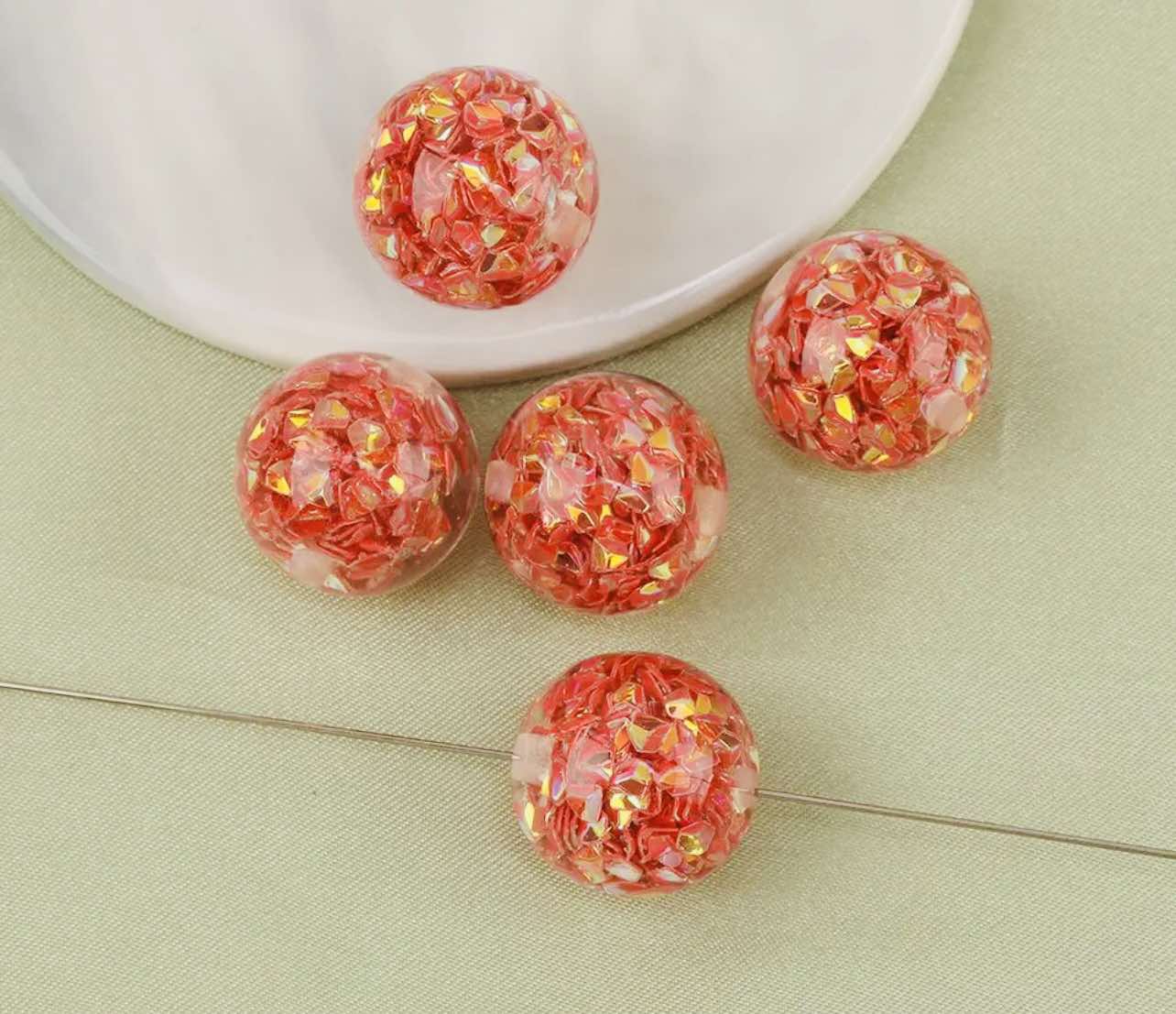 Crackle Glitter Effect Acrylic Bead 16mm - 20mm
