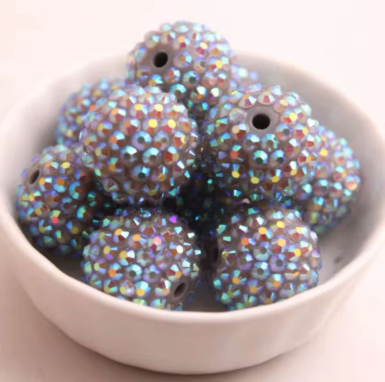 Dark Gray AB Rhinestone Acrylic Bead 20mm