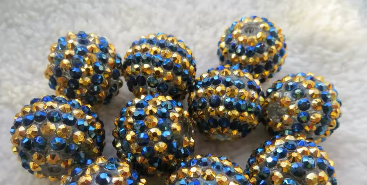 Golden Galaxy Stripe Rhinestone Acrylic Bead 20mm