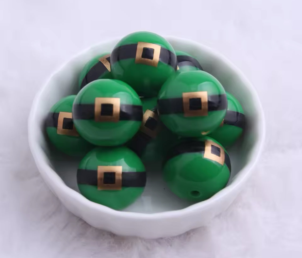 Elf & Santa Print Chunky Acrylic 20mm Bead