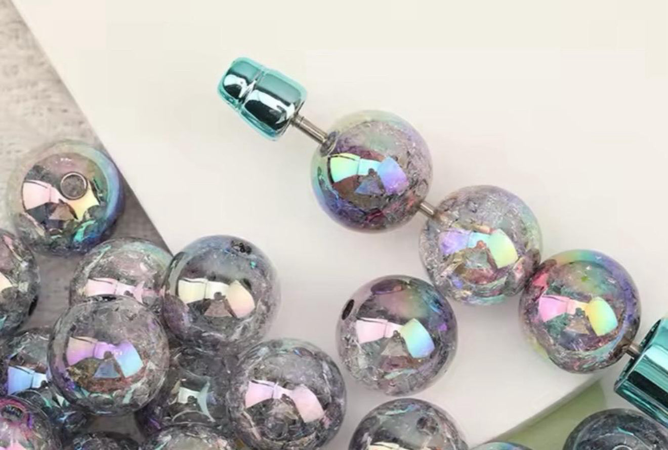 Frosted Black UV Galaxy 16mm Chunky Acrylic Bead Set of 5