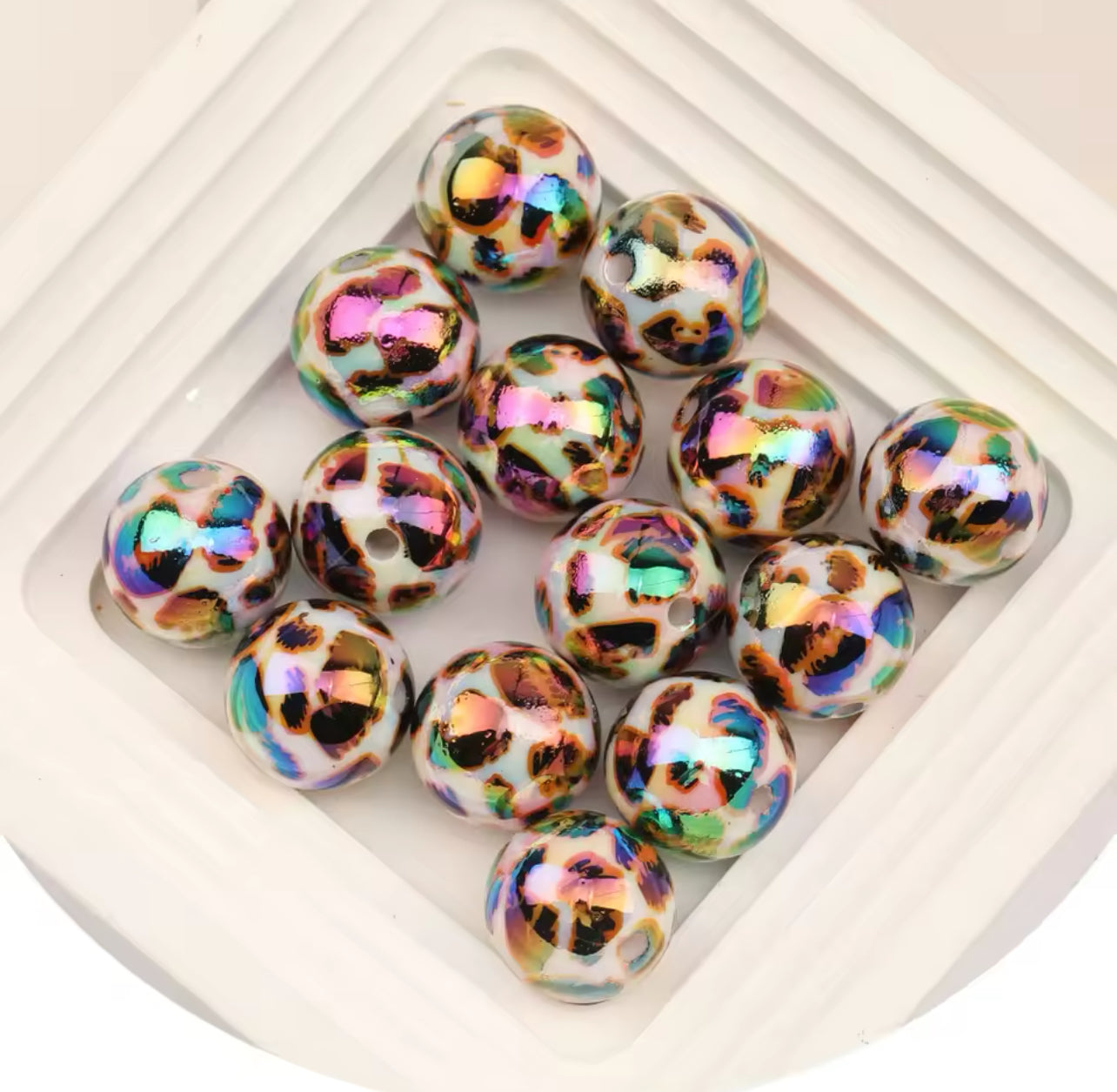 Leopard UV AB 16mm Acrylic Bead