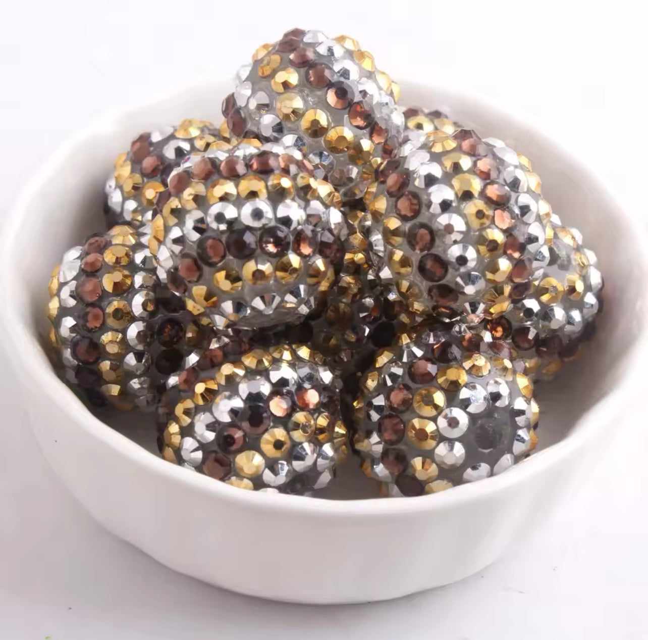 Cognac Spark Stripe Rhinestone Acrylic Bead 20mm