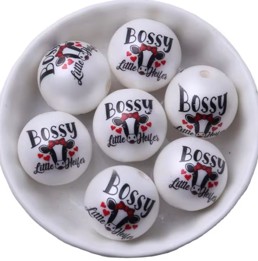 Bossy Little Heifer Chunky Acrylic 20mm Bead