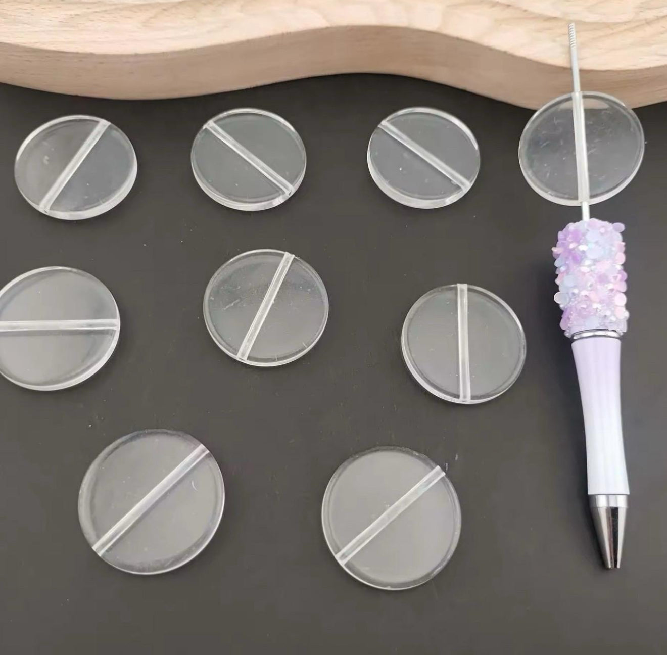 Clear Blank Flat Round 32mm Beads