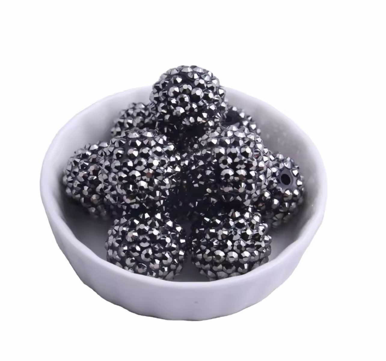 Black Gunmetal Rhinestone Acrylic Bead 16-20mm
