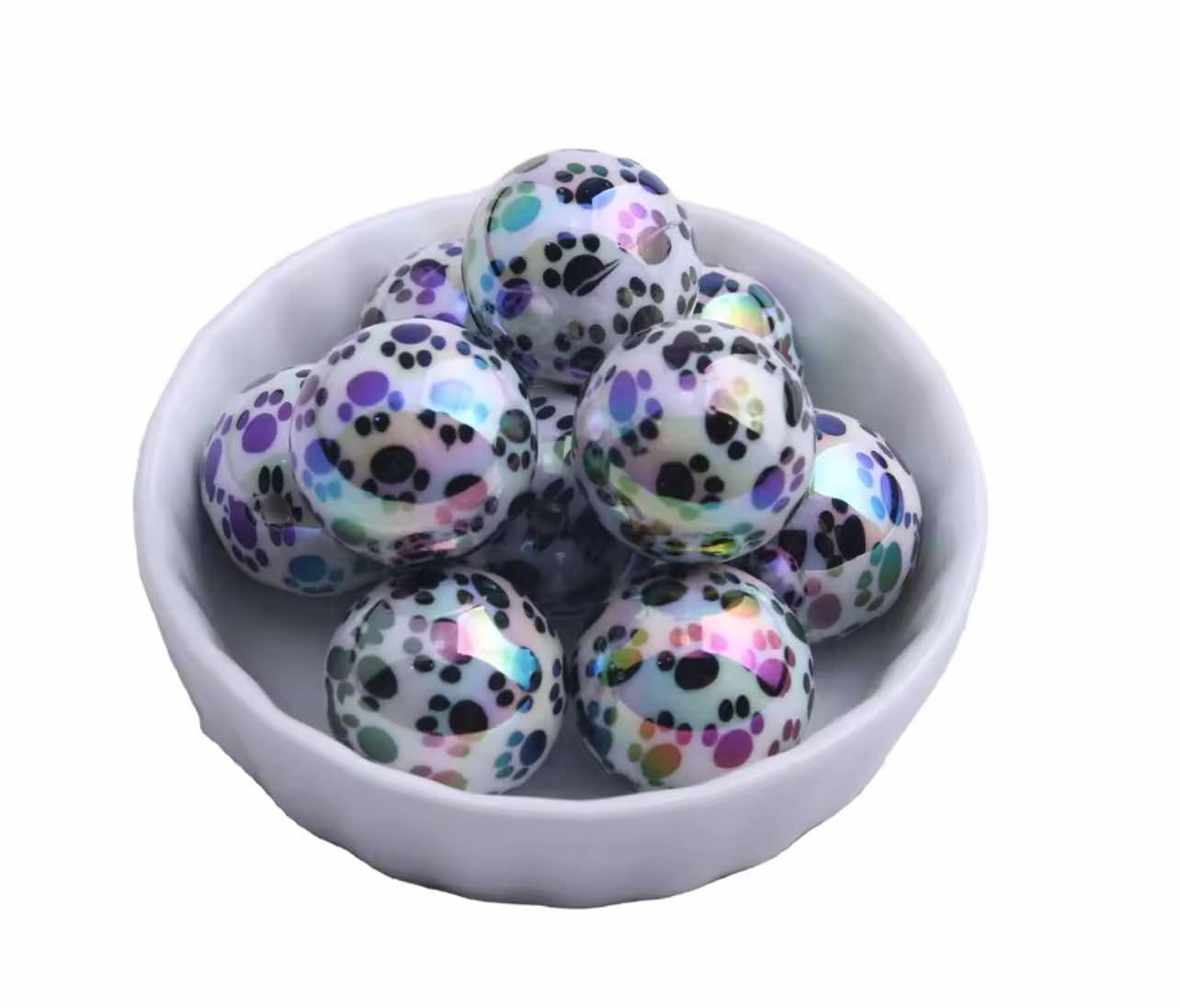 Paw Print UV AB Chunky Acrylic 20mm Bead