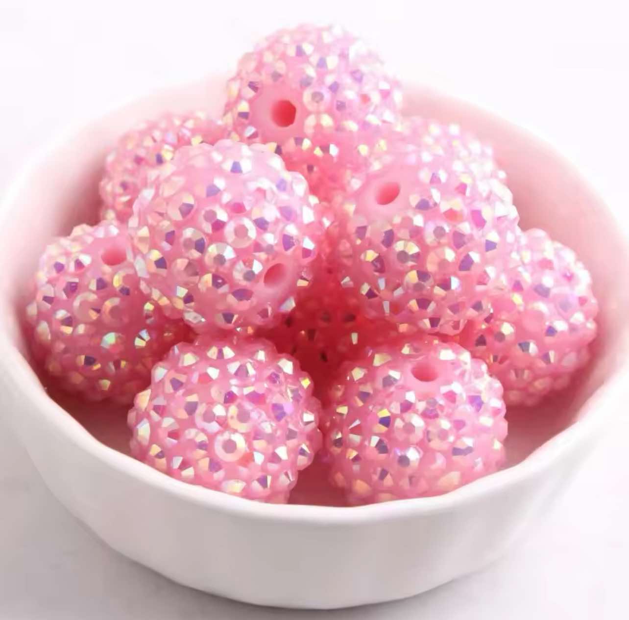 Baby Pink Rhinestone Acrylic Bead 20mm