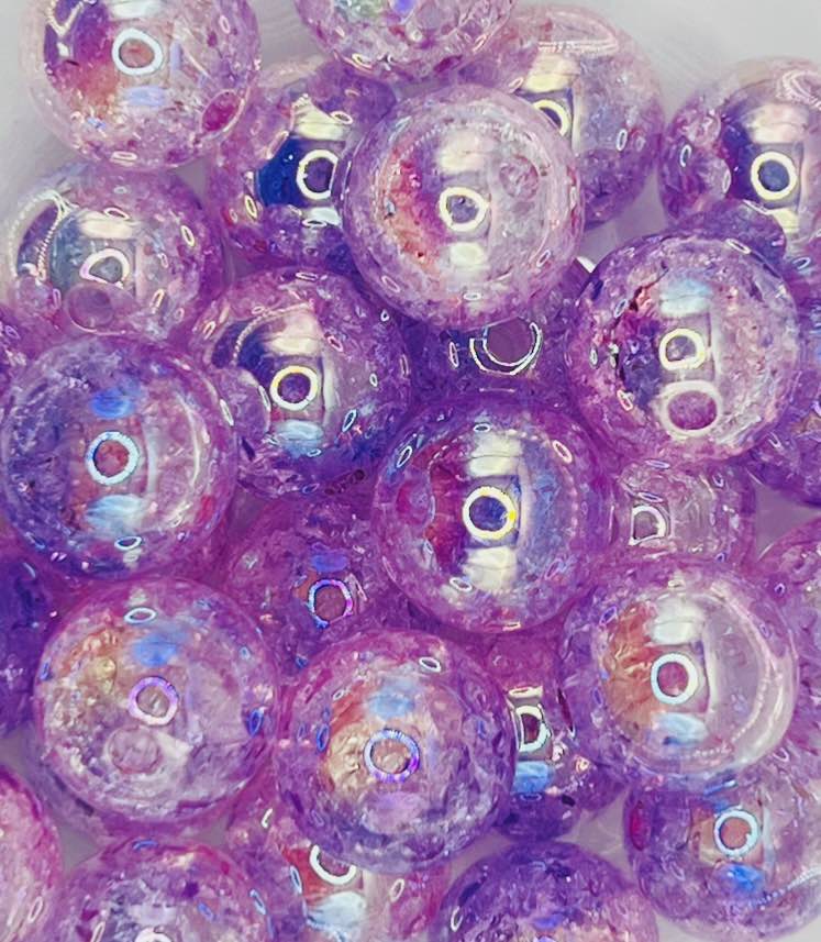 Purple Ombre UV AB Shiny Crackle Acrylic 16mm Bead
