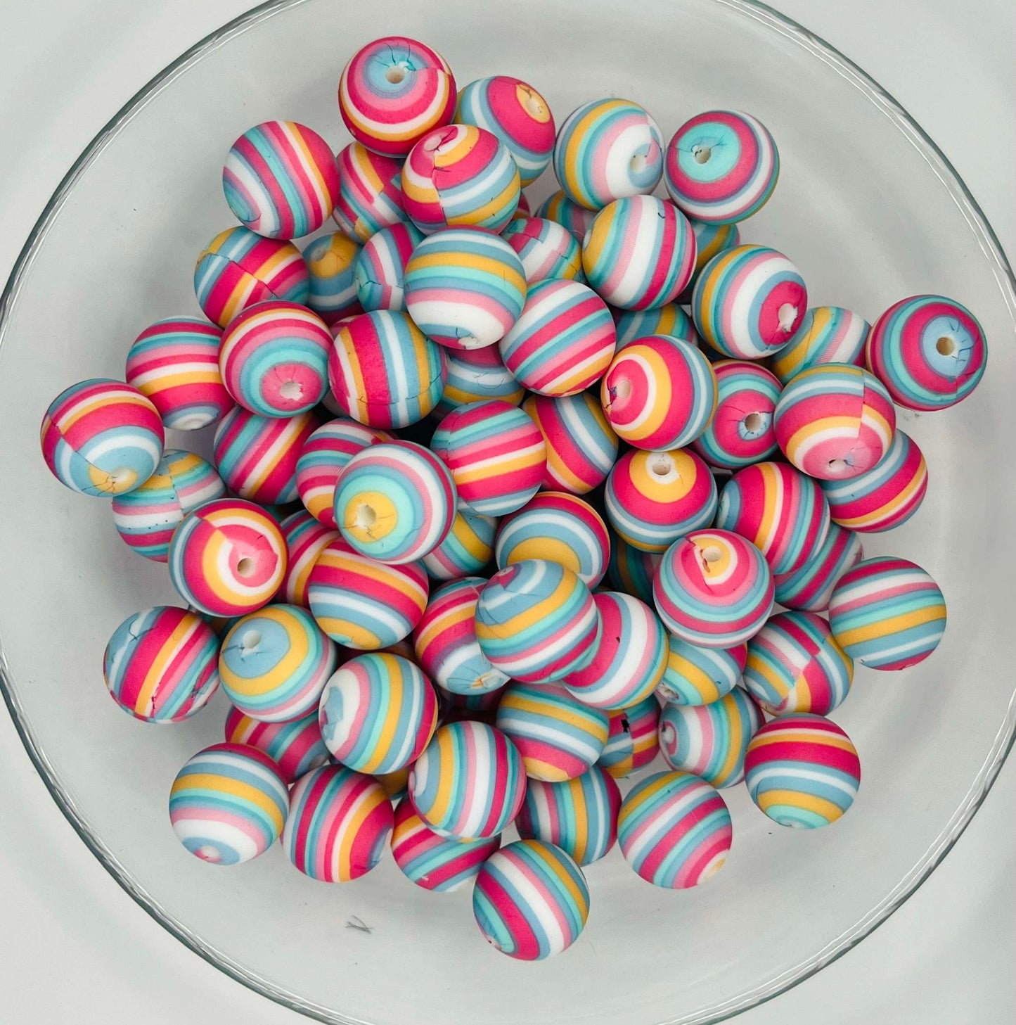 Swirl Printed 15mm Silicone Bead