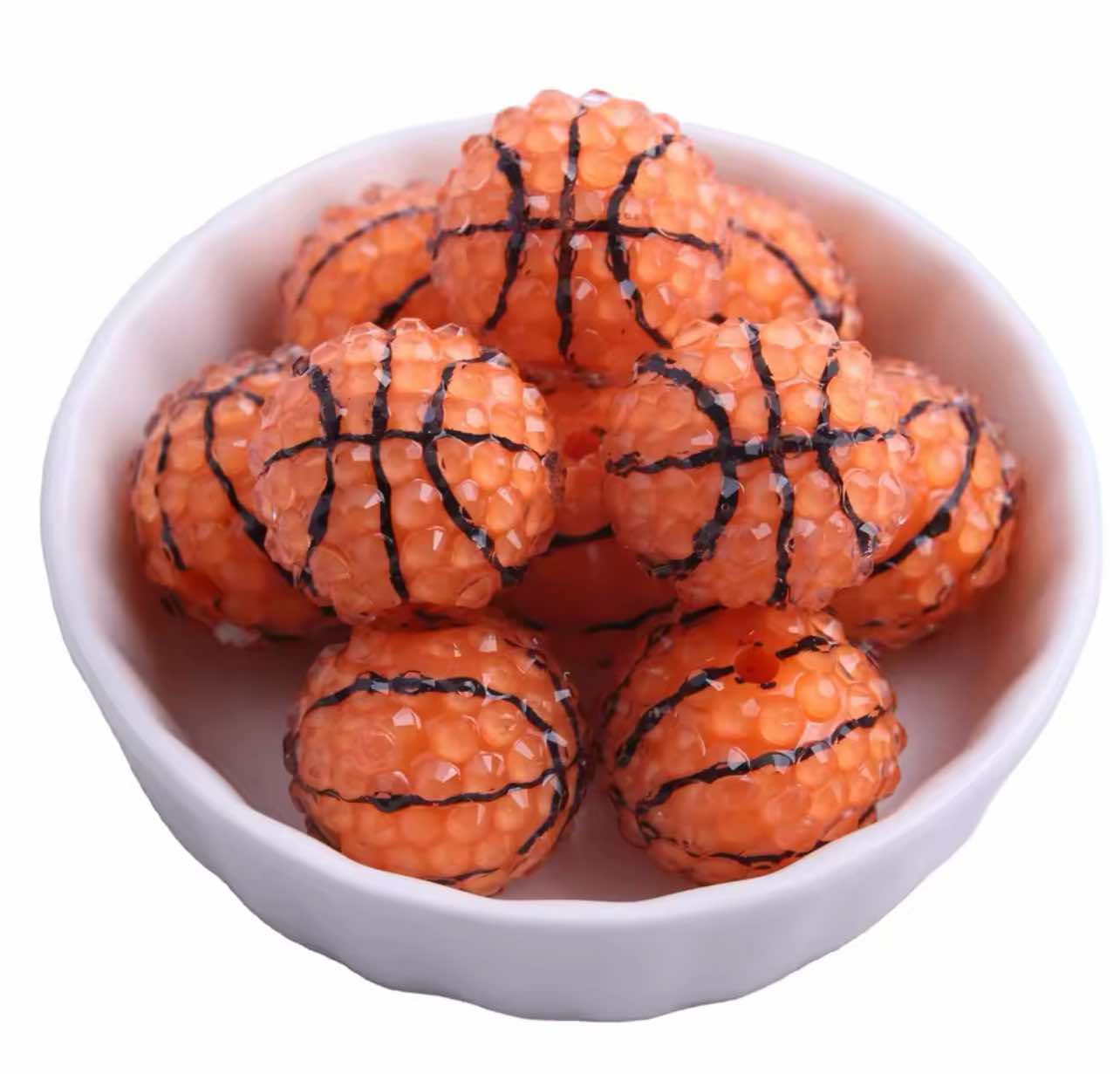 Basketball Rhinestone Acrylic Bead 20mm