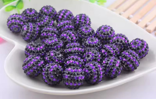 Raven Plum Stripe Rhinestone Acrylic Bead 20mm