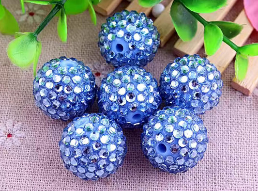 Blue Sparkle Rhinestone Acrylic Bead 20mm