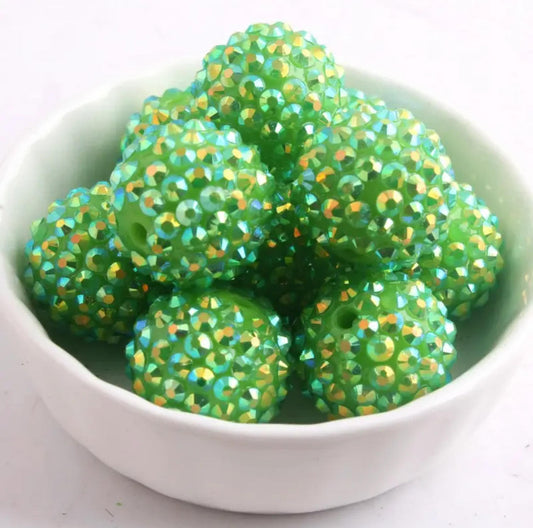 Lime Rhinestone Acrylic Bead 20mm