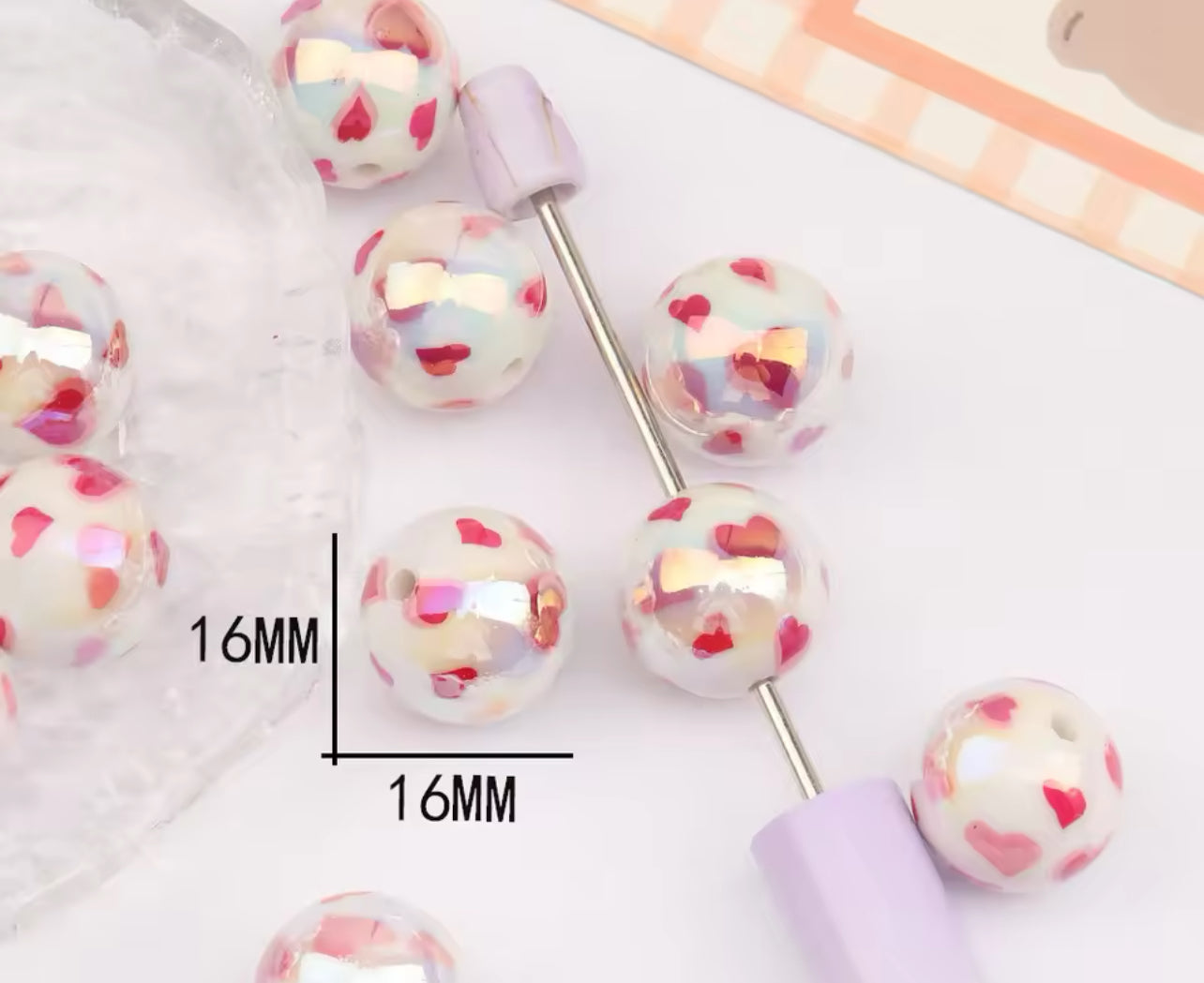 Heart UV AB Acrylic 16mm Bead