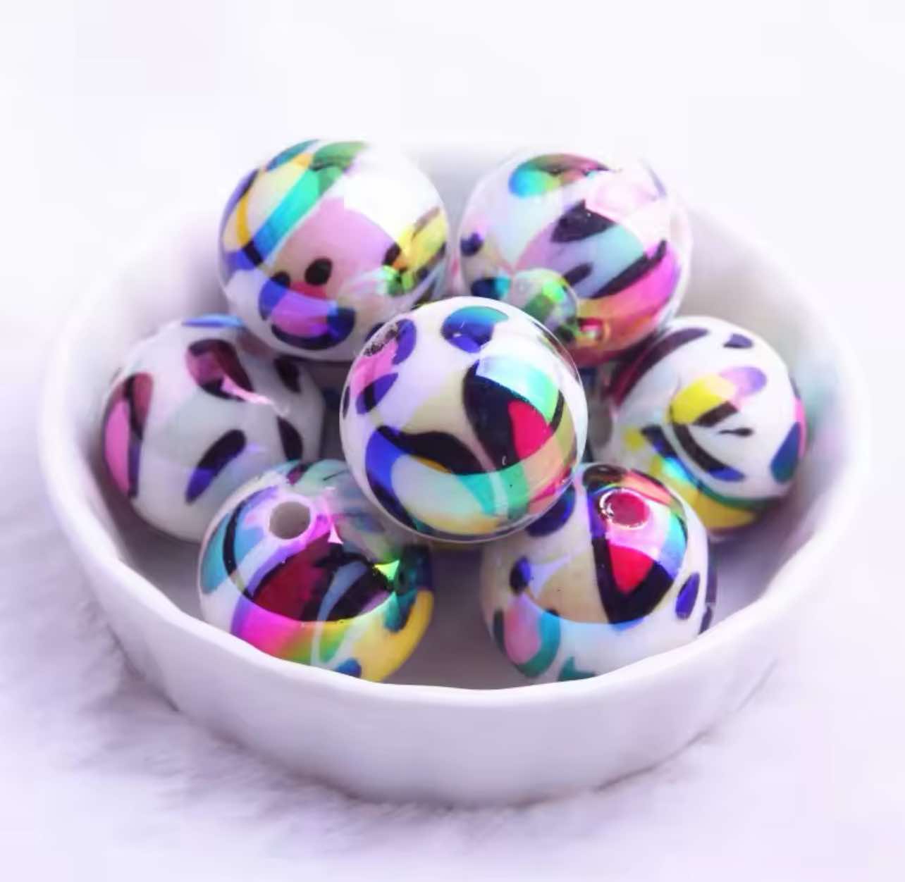 Colorful Leopard UV AB Chunky Acrylic 20mm Bead