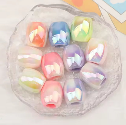 Pastel Barrel with Wide Hole UV Acrylic Bead 17x19mm Set of 5