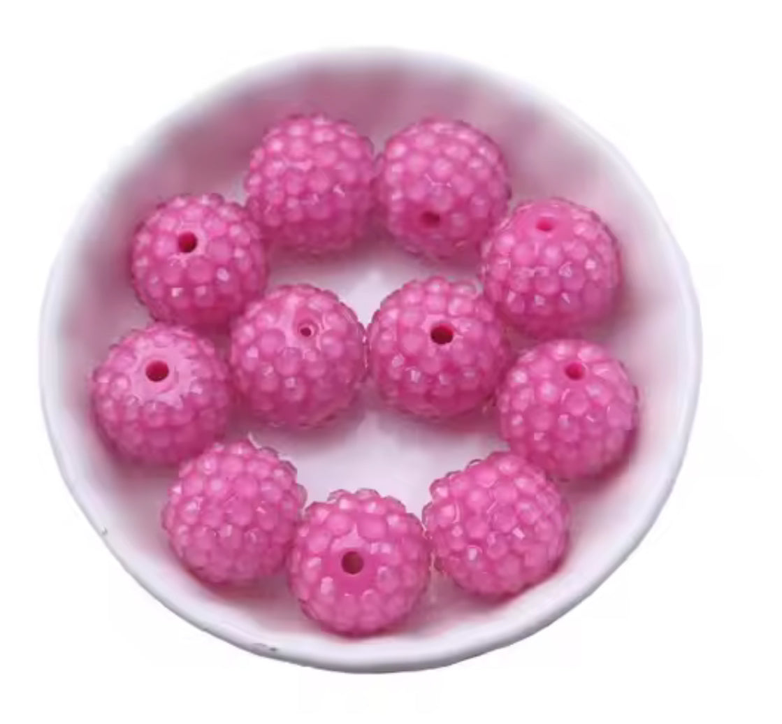 Hot Pink Clear Jelly Rhinestone Acrylic Bead 20mm