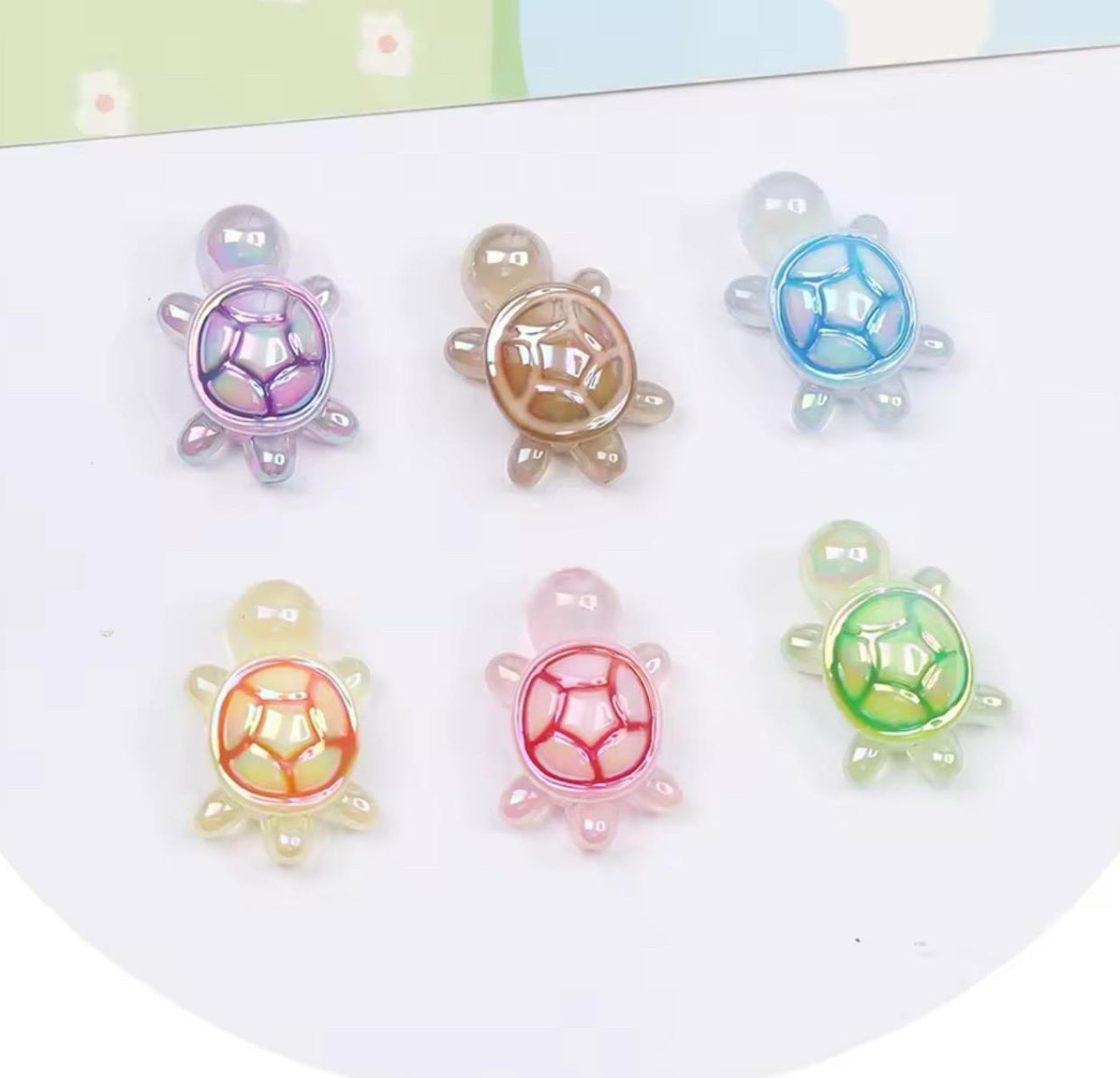 Luminous Glow in the Dark Turtle UV Acrylic Beads 30x20mm Set of 2