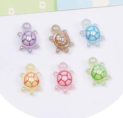 Luminous Glow in the Dark Turtle UV Acrylic Beads 30x20mm Set of 2