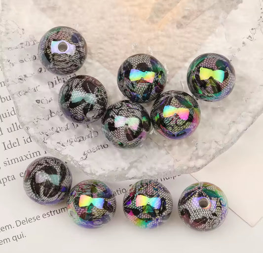 Galaxy Black Lace Acrylic Bead Set of 5
