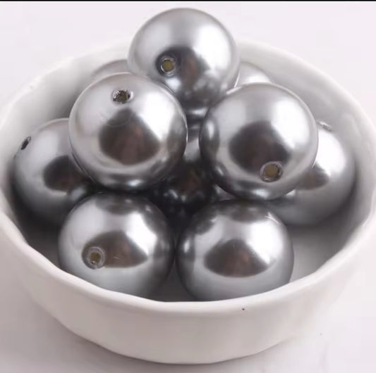 Gray Pearl Chunky Acrylic 20mm Bead