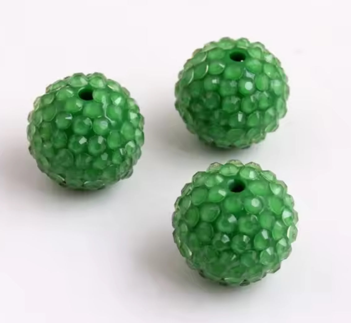 Green Clear Jelly Rhinestone Acrylic Bead 20mm