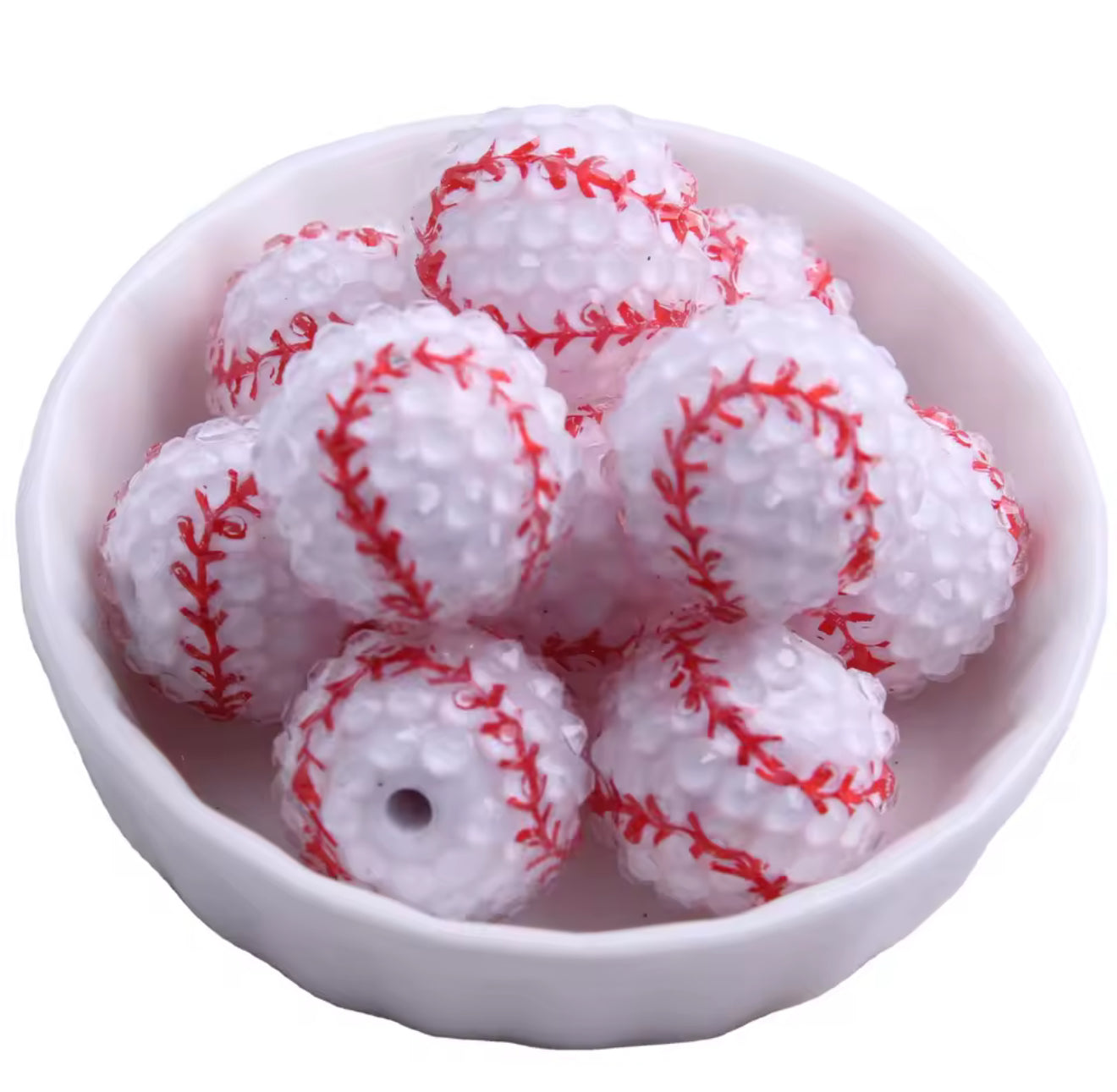 Baseball Rhinestone Acrylic Bead 20mm