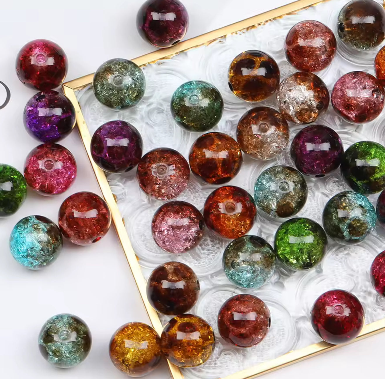 Leopard Crackle 16mm Acrylic Bead Set of 5