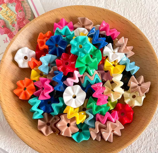 Zigzag Wavy Spacer Acrylic wide Hole Spacer Beads 16mm Set of 10 Mixed Colors