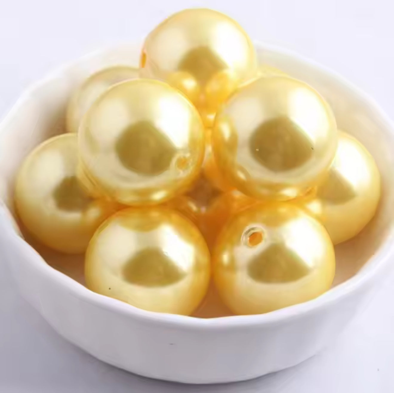 Yellow Pearl Chunky Acrylic 20mm Bead