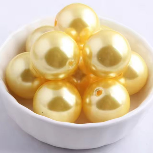 Yellow Pearl Chunky Acrylic 20mm Bead