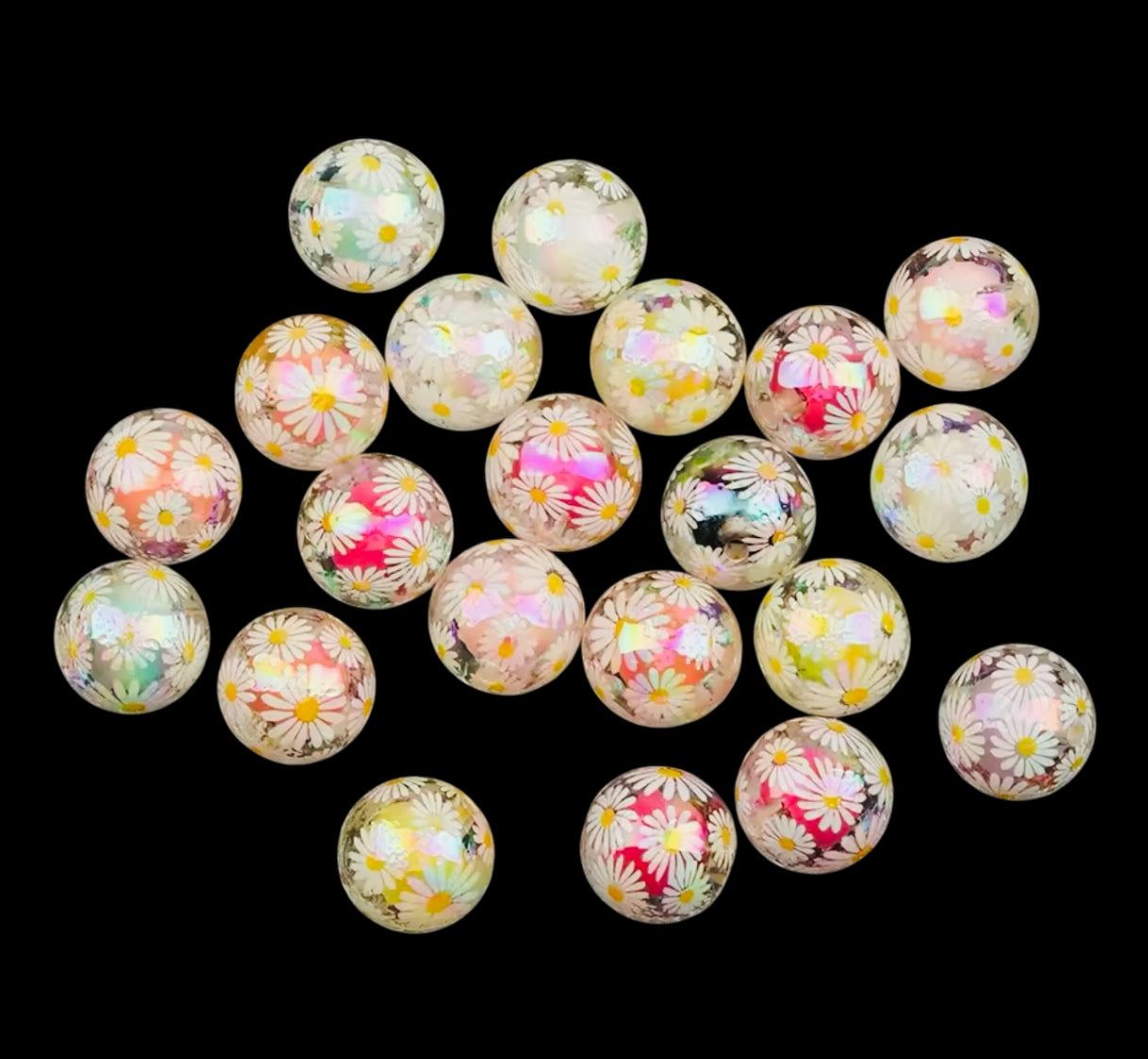 Daisy Color UV Bead in Bead 16mm Acrylic Bead Set of 5