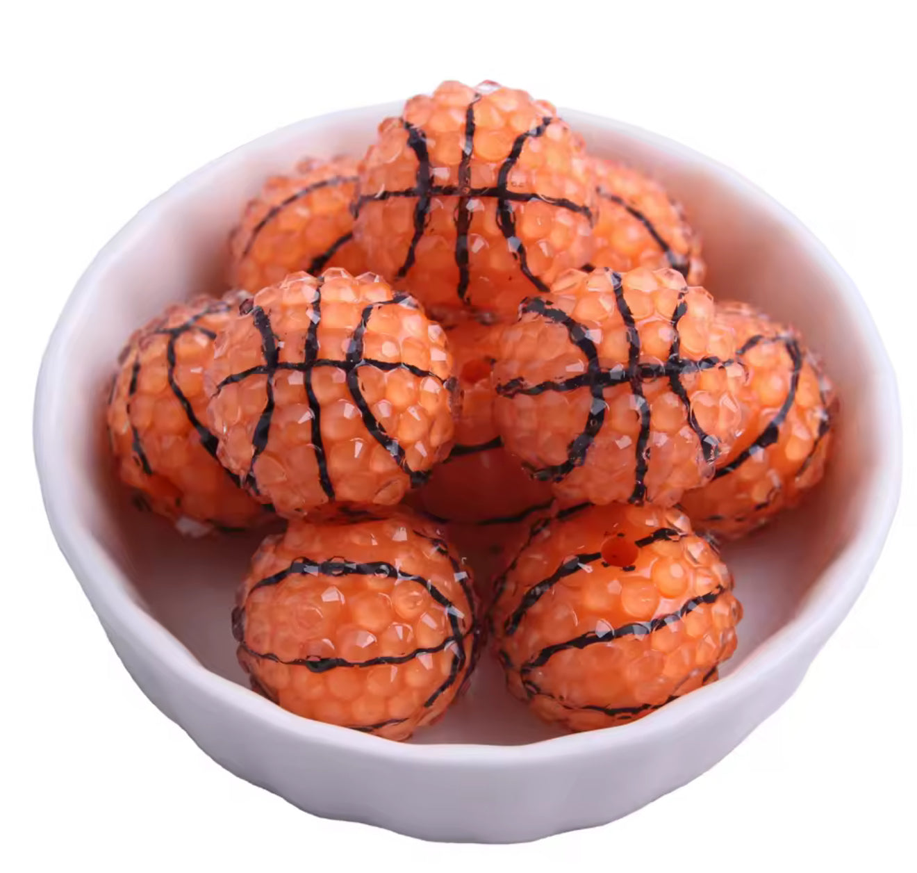 Basketball Rhinestone Acrylic Bead 20mm