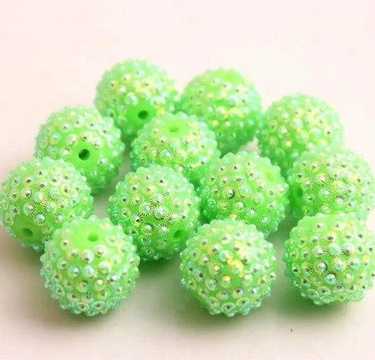 Neon Green Rhinestone Acrylic Bead 20mm