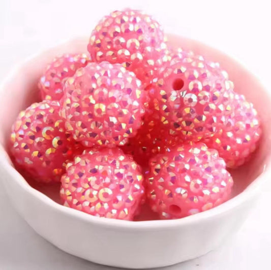 Pink Rhinestone Acrylic Bead 20mm