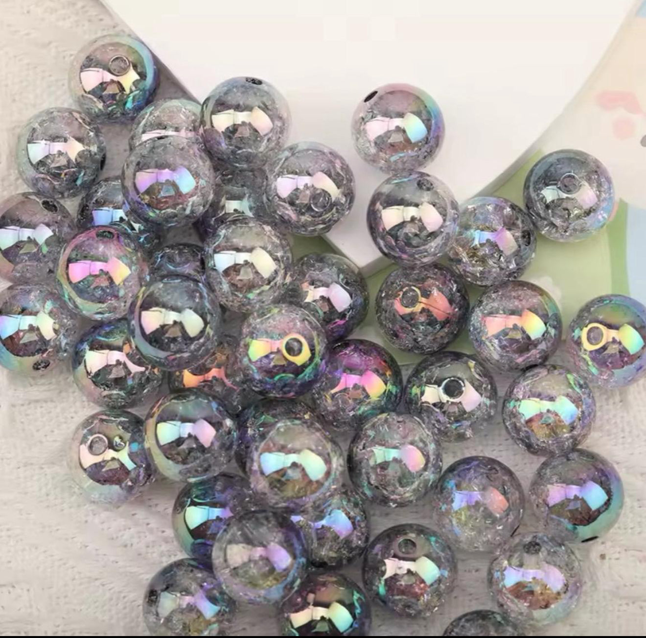 Frosted Black UV Galaxy 16mm Chunky Acrylic Bead Set of 5