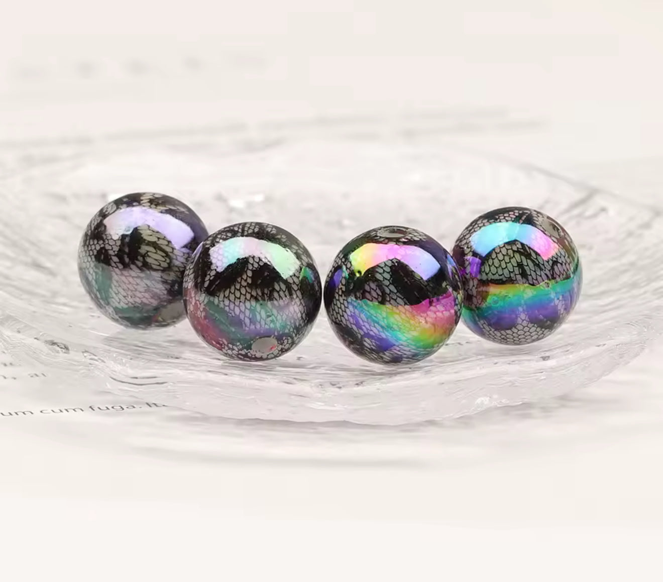 Galaxy Black Lace Acrylic Bead Set of 5