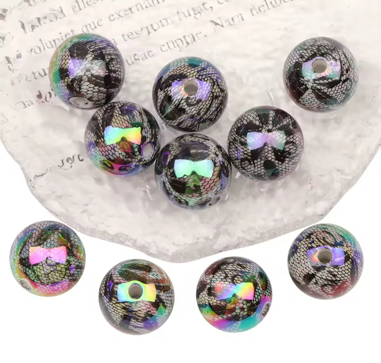 Galaxy Black Lace Acrylic Bead Set of 5