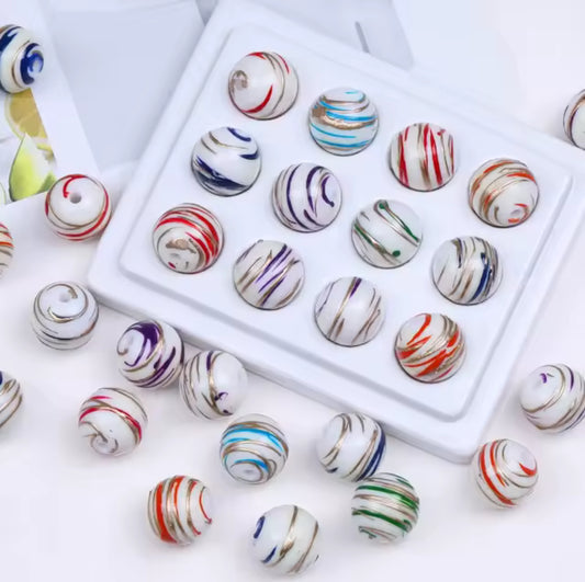 Painted Swirl 16mm Acrylic Bead Set of 5