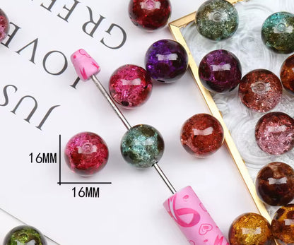 Leopard Crackle 16mm Acrylic Bead Set of 5