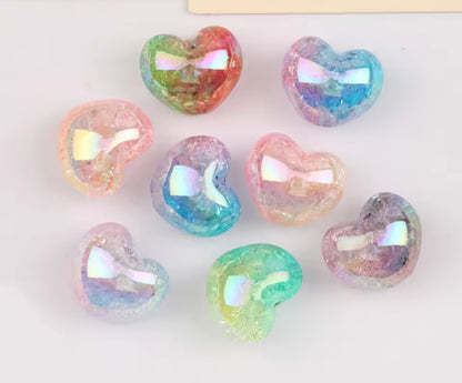 Ombre Heart Crackle UV Acrylic Bead 19x23mm Set of 5