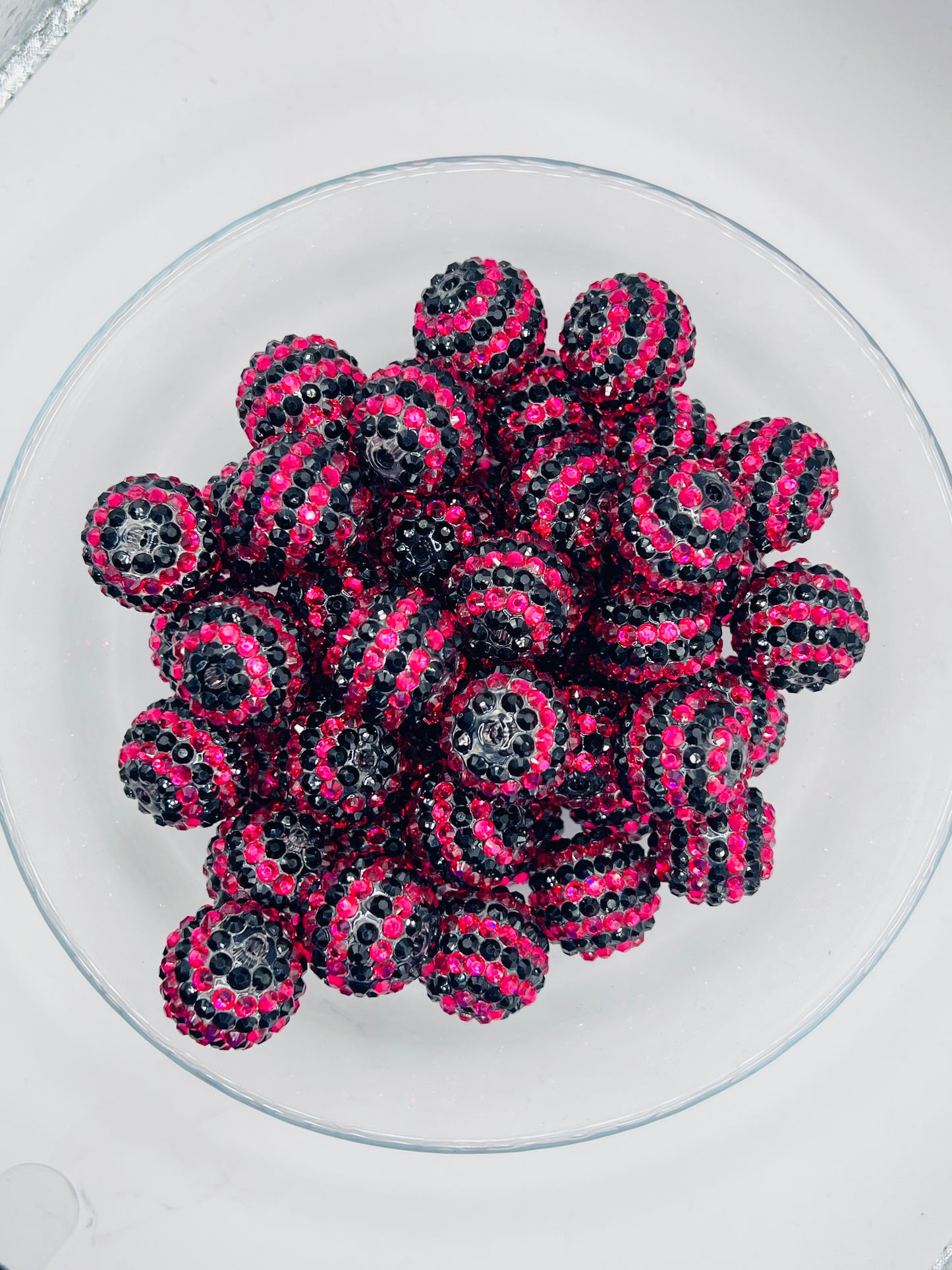 Fuchsia Storm Stripe Rhinestone Acrylic Bead 20mm