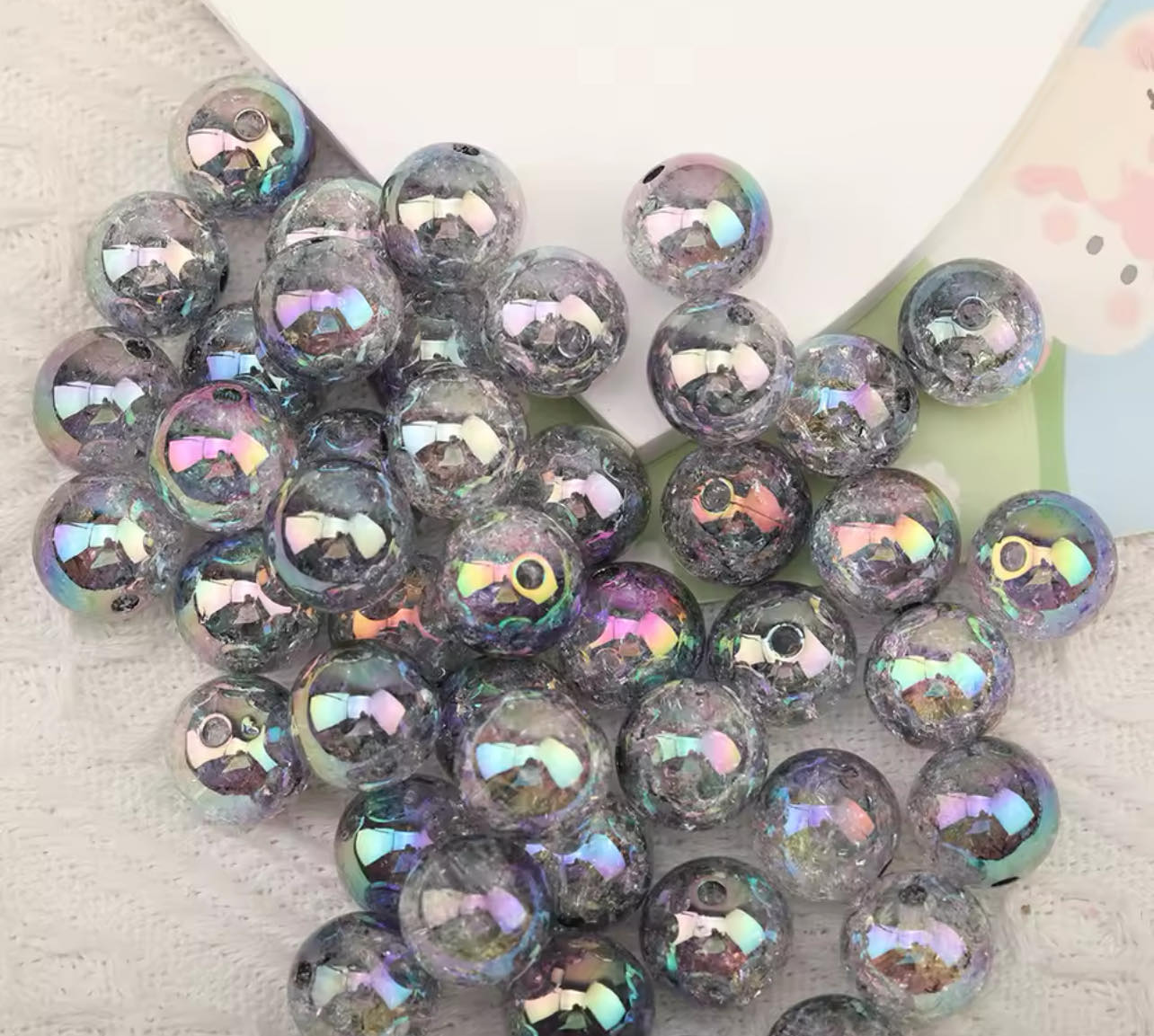 Frosted Black Galaxy Aurora Effect 16mm Acrylic Bead