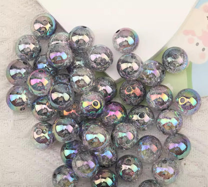 Frosted Black Galaxy Aurora Effect 16mm Acrylic Bead