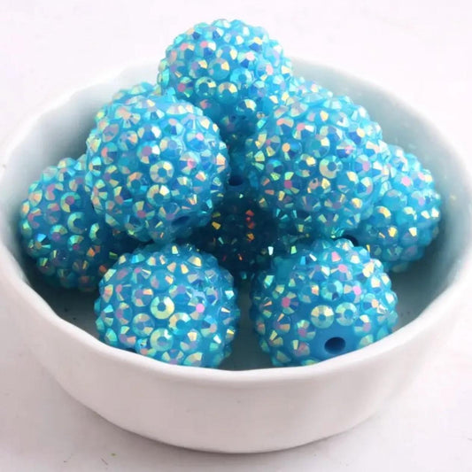 Bright Blue Rhinestone Acrylic Bead 20mm